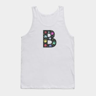 B letter  with colorful paw print Tank Top